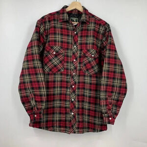 Berne Apparel Men's Pearl Button Up Cotton Plaid Long Sleeve Shacket Size M